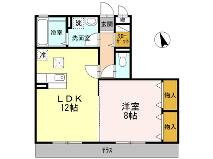 KファインA(1LDK/1階)の間取り写真