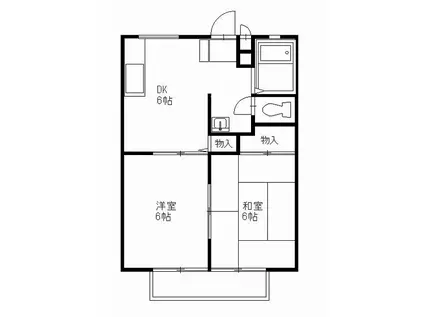 丸中ハイツC(2DK/2階)の間取り写真
