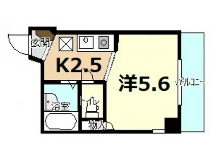 シャローム(1K/3階)の間取り写真