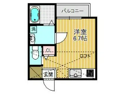 REGULUS須磨(ワンルーム/2階)の間取り写真