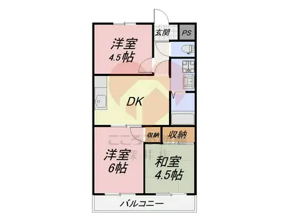 藤原第2マンション(3DK/2階)の間取り写真