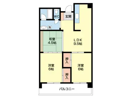近畿オリーブマンション(3LDK/2階)の間取り写真