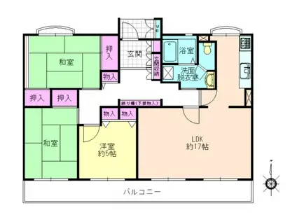 原山団地(3LDK/5階)の間取り写真