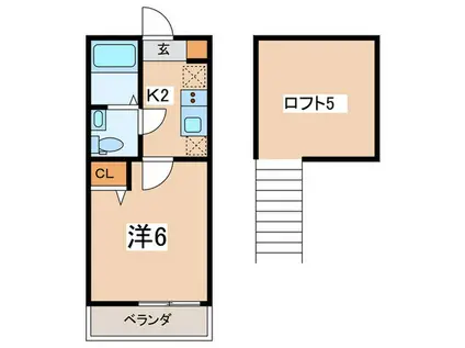 アザーレ・キュリオス横浜(1K/2階)の間取り写真
