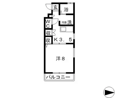 アサヒコーポ(1K/2階)の間取り写真