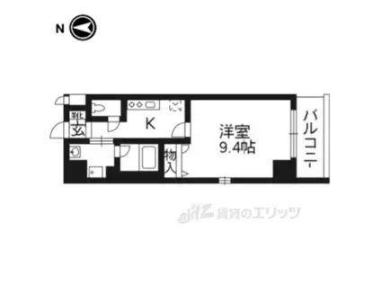 アスヴェル京都二条駅前Ⅱ(1K/3階)の間取り写真
