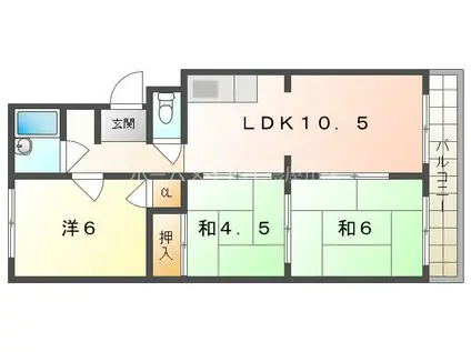 寿マンション(3LDK/2階)の間取り写真