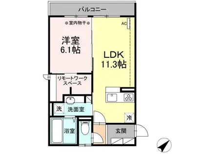 ハイム羽沢横浜国大イレブン(1LDK/2階)の間取り写真