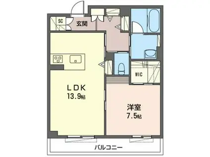 レオナ雅(1LDK/2階)の間取り写真