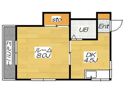 サンビレイ6(1DK/1階)の間取り写真