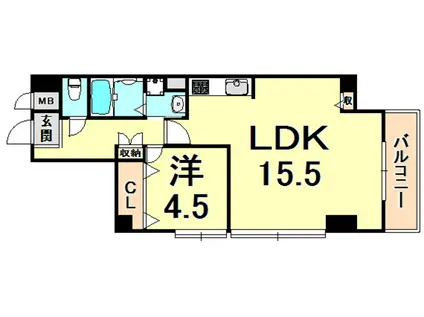 コスモライフ武庫(1LDK/1階)の間取り写真