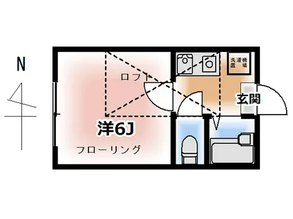 中央SELECTION クロス全面貼替 ヨシノコーポ(1K/2階)の間取り写真
