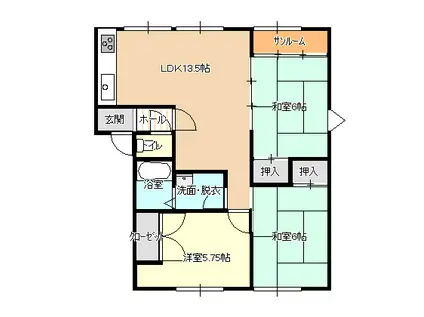 ハイムレガート(3LDK/1階)の間取り写真