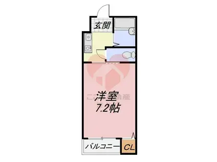 ミドウスジ堺II(1K/2階)の間取り写真