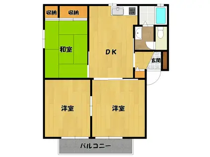 ディアスフジ(3DK/1階)の間取り写真