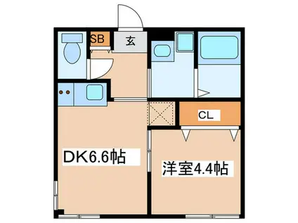 サンライト狛江(1DK/1階)の間取り写真