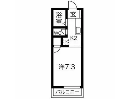 パークサイド錦II(1K/2階)の間取り写真