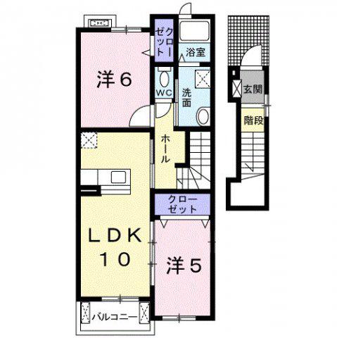 フィニート21A棟(2LDK/2階)の間取り写真