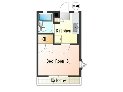 シャンシャインA(1K/1階)の間取り写真