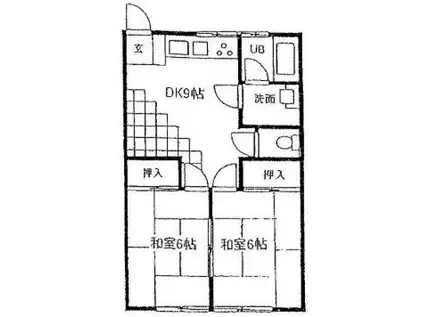 サンライズ横浜(2DK/2階)の間取り写真