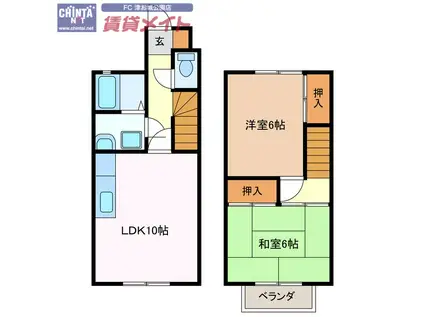 メゾンシークB(2LDK/1階)の間取り写真