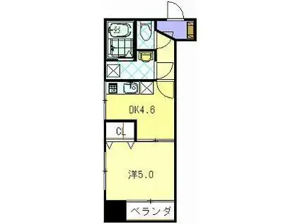 エススリーでじま(1DK/4階)の間取り写真