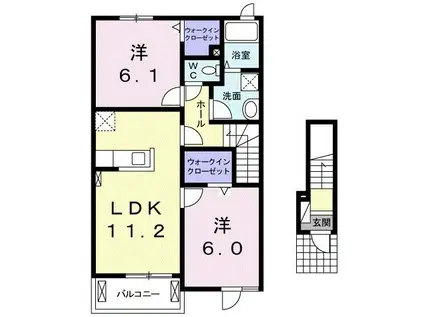 さくらガーデンE(2LDK/2階)の間取り写真