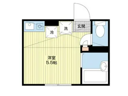 プライムテラス白楽(ワンルーム/2階)の間取り写真