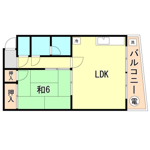 魚住コーポ(1LDK/3階)の間取り写真