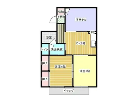 リバーサイドハイツB棟(3DK/2階)の間取り写真