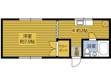 アーバン美樹(ワンルーム/2階)の間取り写真