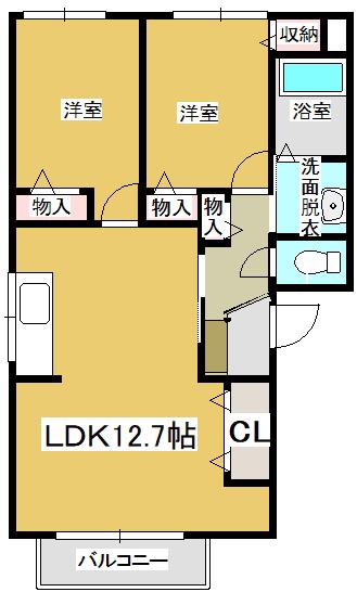 フラワーセゾン吉祥寺(2LDK/2階)の間取り写真