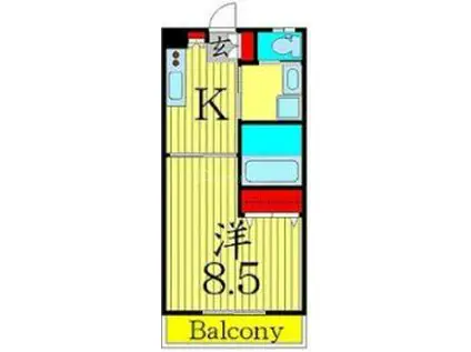 デルタ六町(1K/1階)の間取り写真