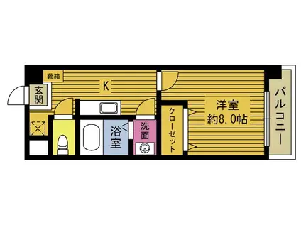 アムール鶴川(1K/1階)の間取り写真