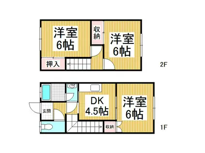 コーポ上新田B(3DK/1階)の間取り写真