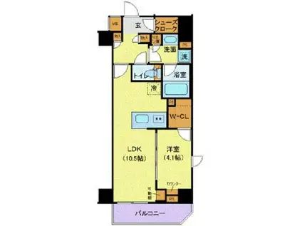 ジェノヴィア上野スカイガーデン(1LDK/7階)の間取り写真