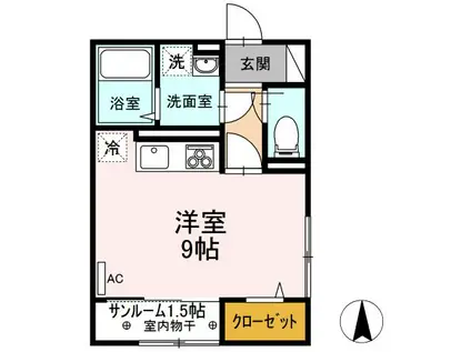 アクシス寺町(ワンルーム/1階)の間取り写真