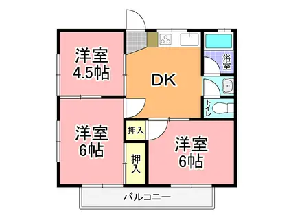レジデンスミール(3DK/1階)の間取り写真