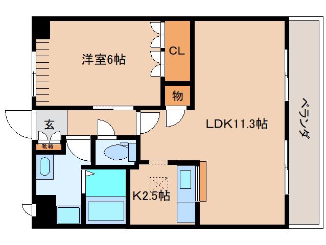 グレイスヒルズII(1LDK/2階)の間取り写真