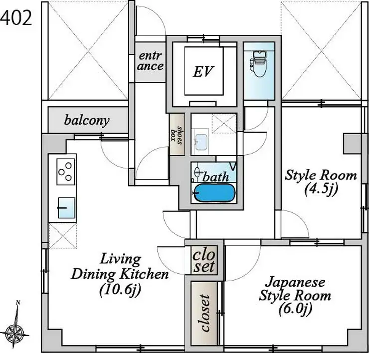 報徳スカイマンション 4階階 間取り