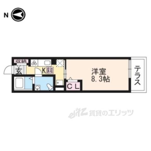 アンフィニ-唐崎A(1K/1階)の間取り写真