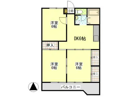 ドルフィン多賀(3DK/3階)の間取り写真