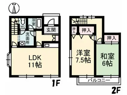 ソフィアM I(2LDK/1階)の間取り写真