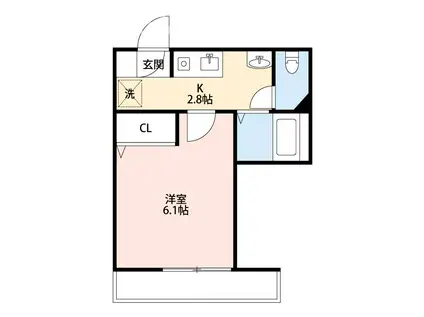 CASA DEL SOLE(1K/1階)の間取り写真