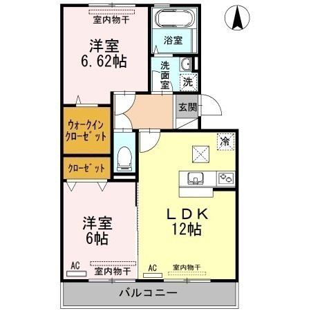 メルベーユA棟(2LDK/3階)の間取り写真