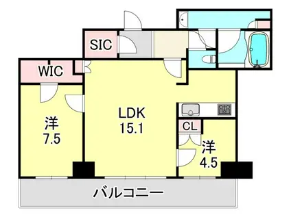 ザ・パークハウス神戸ハーバーランドタワー(2LDK/18階)の間取り写真