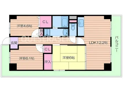 サンファースト京橋(3LDK/5階)の間取り写真