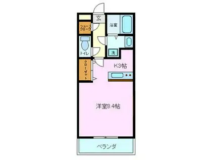 ウエストヒルズ(ワンルーム/1階)の間取り写真