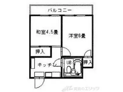 フラットピア(2K/4階)の間取り写真