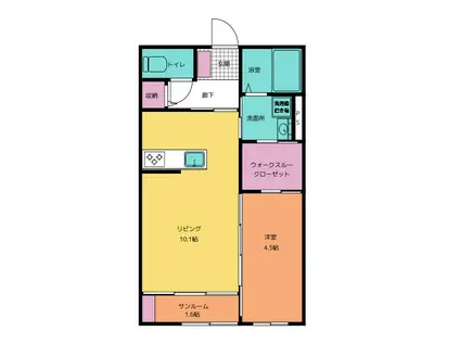 ウィズハイム西松本(1LDK/2階)の間取り写真